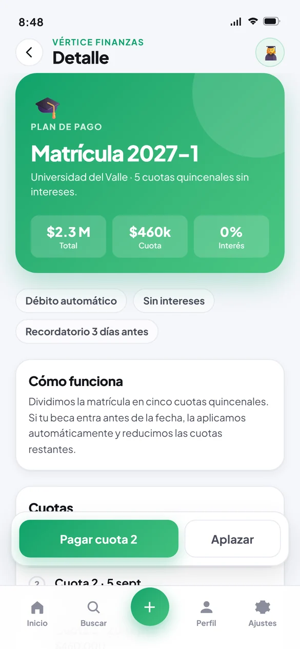 Detalle de plan de pago